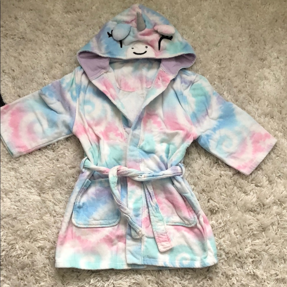 Saint eve Kids Pastel Tie-Dye Hooded Bath robe/ swim covering XS 5/6 kms1